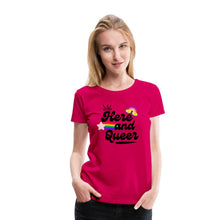 Charger l'image dans la galerie, T-shirt Here and Queer - dark pink