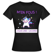 Charger l'image dans la galerie, T-shirt Je m'en fous je suis une licorne - noir