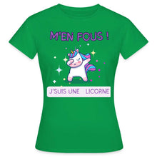 Charger l'image dans la galerie, T-shirt Je m'en fous je suis une licorne - vert
