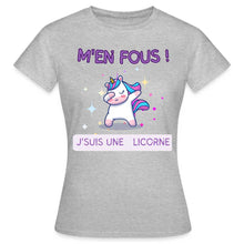 Charger l'image dans la galerie, T-shirt Je m'en fous je suis une licorne - gris chiné