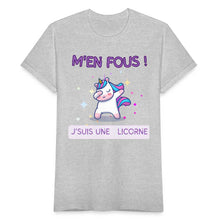 Charger l'image dans la galerie, T-shirt Je m'en fous je suis une licorne - gris chiné