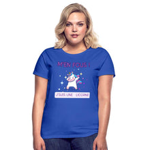 Charger l'image dans la galerie, T-shirt Je m'en fous je suis une licorne - bleu royal