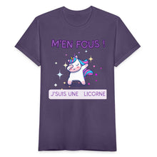 Charger l'image dans la galerie, T-shirt Je m'en fous je suis une licorne - violet foncé