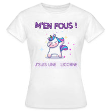 Charger l'image dans la galerie, T-shirt Je m'en fous je suis une licorne - blanc