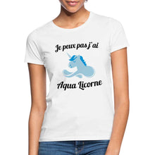 Charger l'image dans la galerie, T-shirt Je peux pas j'ai aqua licorne - blanc