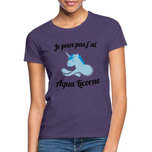 Charger l'image dans la galerie, T-shirt Je peux pas j'ai aqua licorne - violet foncé