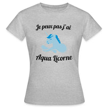 Charger l&#39;image dans la galerie, T-shirt Je peux pas j&#39;ai aqua licorne - gris chiné
