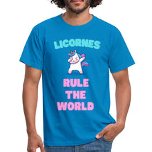 Charger l&#39;image dans la galerie, T-shirt licornes rule the world - royal blue
