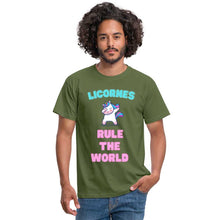 Charger l'image dans la galerie, T-shirt licornes rule the world - military green
