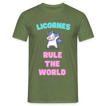 Charger l'image dans la galerie, T-shirt licornes rule the world - military green