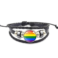 Charger l'image dans la galerie, bracelet-lgbt-cuir-symbole-arc-en-ciel