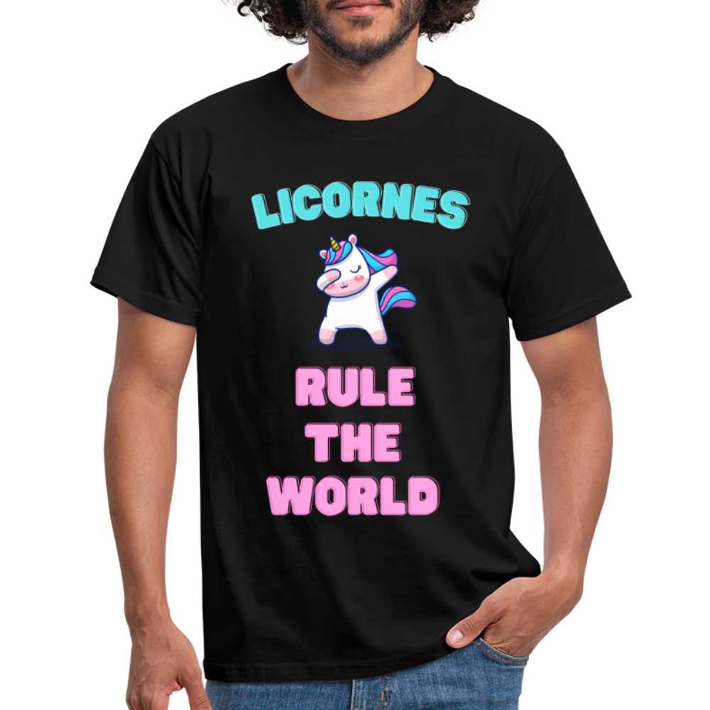 T-shirt licornes rule the world - black